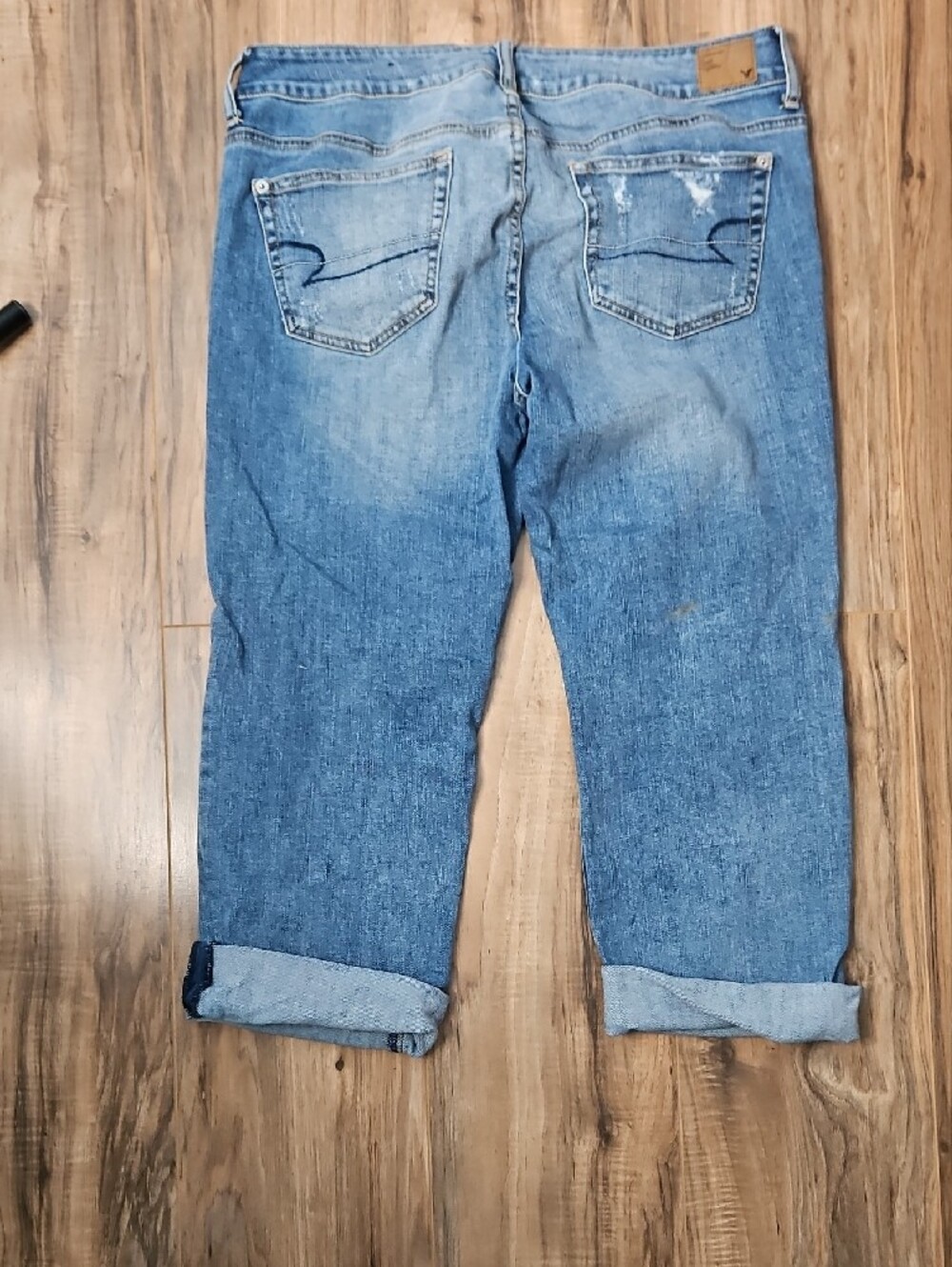 American Eagle Outfitters Light Blue Distressed Boyfit Jeans 10 - Picture 11 of 12